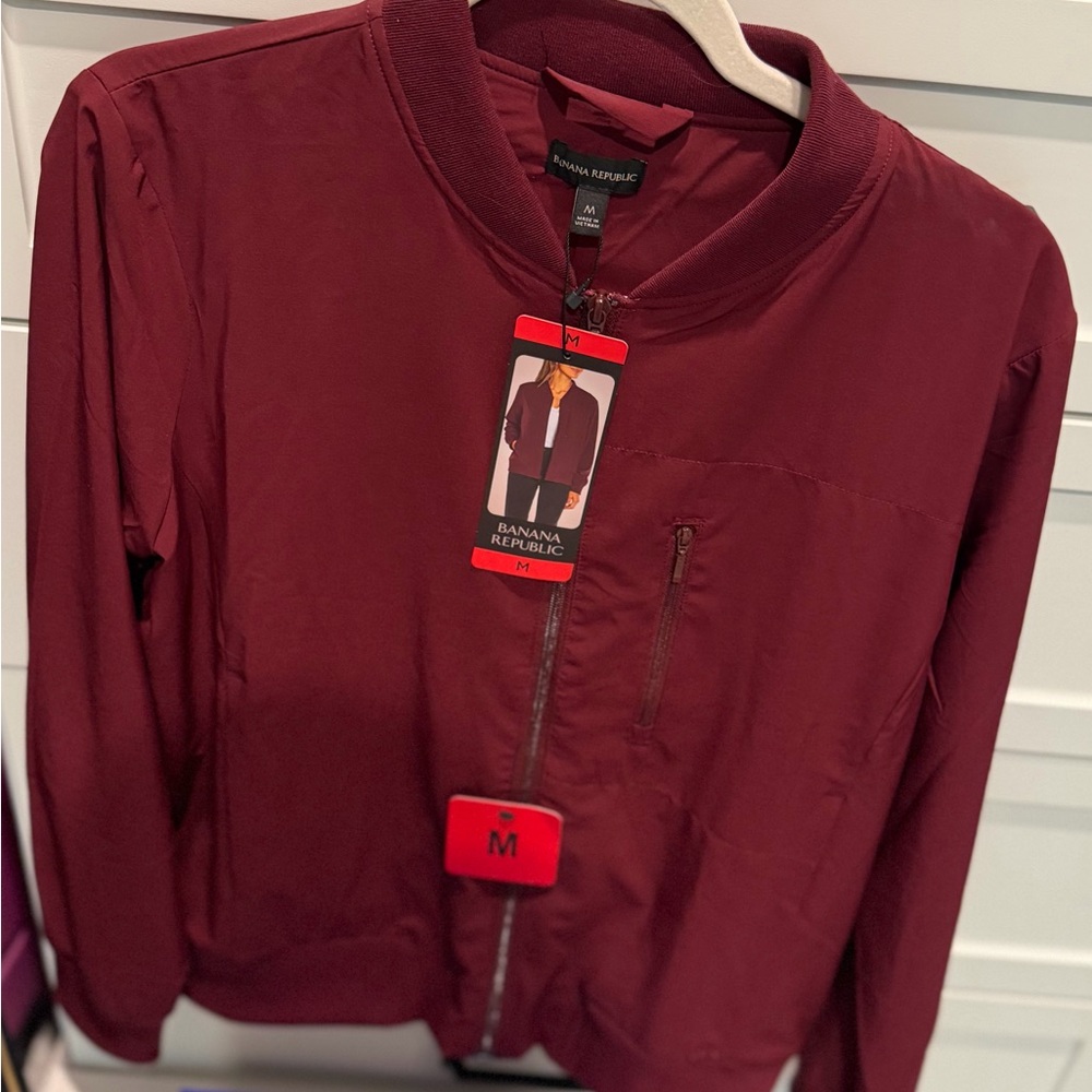Banana Republic Deep Burgundy Zip-Front Bomber Jacket